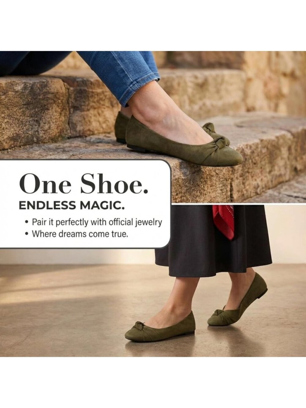 Women's Brown Faux Suede Knot Ballet Flats Slip On Round Toe Comfortable Shoes - Picture 4 of 6